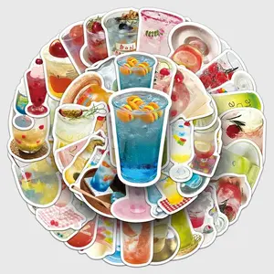 Kawaii Drink Stickers Pack – 50/100pcs Colorful Soda & Juice Cup Vinyl Decals – Cute Refreshing Beverage Stickers for Laptop, Phone, Water Bottle, Scrapbook