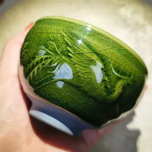 TN Green Carved Dragon Teacup LL