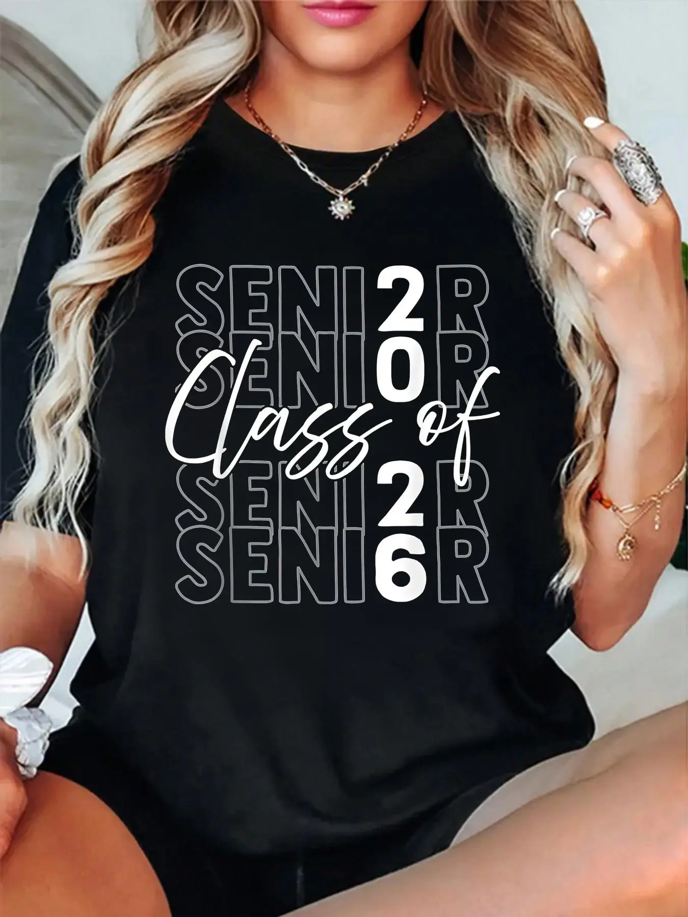 Funny Senior Class of 2026 Senior Student Boys Girls T-Shirt women's graphic tees fall shirts Casual All-Season Sportswear,Round Neck, Short Sleeve, Machine Washable