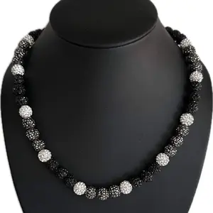 Black, Grey, and White Baseball Bling Necklace - Elegant Design for Baseball Enthusiasts