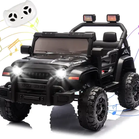 12V Kids Ride On Electric Car - Parent Remote Control, Dual Drive, 4-Wheel Suspension, Music, Bluetooth, MP3, USB, Headlights, Quick-Release Steering Wheel, Slow Start for 2-4 Year Olds | Outdoorfun