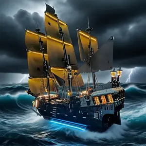 LYBMTWF LED Lighting Kit for LEGO 10365 Captain Jack Sparrow's Black Pearl Pirate Ship - DIY Interlocking Buildable Brick Watercraft, Model Boat Ship Construction Set Accessory (Model Not Included)