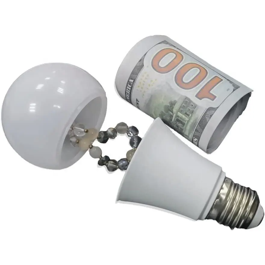 Lightbulb Diversion Safe - ABS Realistic Bulb Decoy Hiding Box with Screw Lock Hidden Compartment, 2.4 in Long 0.6 in Diameter Small Piggy Bank Alternative for Storing Money, Jewelry (Home Supplies, Home Decor), Smart, Hidden Secret Compartment
