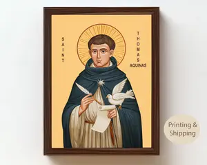 Saint Thomas Aquinas Icon: Byzantine Catholic Wall Art Decor Glossy