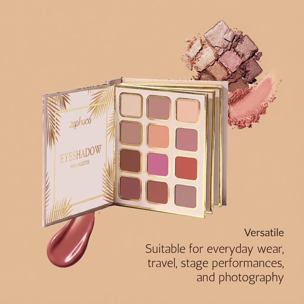 Zephoco Tropical Gold Makeup Complete Set – Eyeshadow, Blush, Lipstick, Foldable Makeup Palette for a Full Face Look