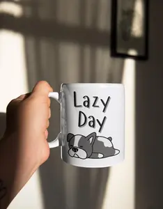 Ceramic Mug 11 oz, Lazy Day Dog design, Dog Lover Mug, Cute Puppy Cup, Animal Coffee Mug, Funny Pet Mug, Dog Mom Gift, Lazy Day Mug, Dog Dad