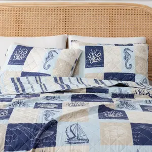 Seaside Patchwork Coastal Quilt Set - Caspian Collection