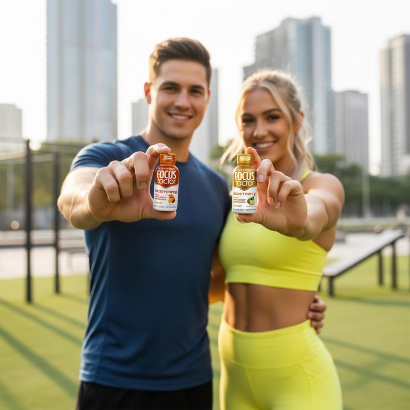 Focus Factor Focus + Energy Shots Extra Strength – Fast Focus, Intense Energy, Performance Support – Pack of 12 – 200mg Caffeine, Nootropics & B-Vitamins
