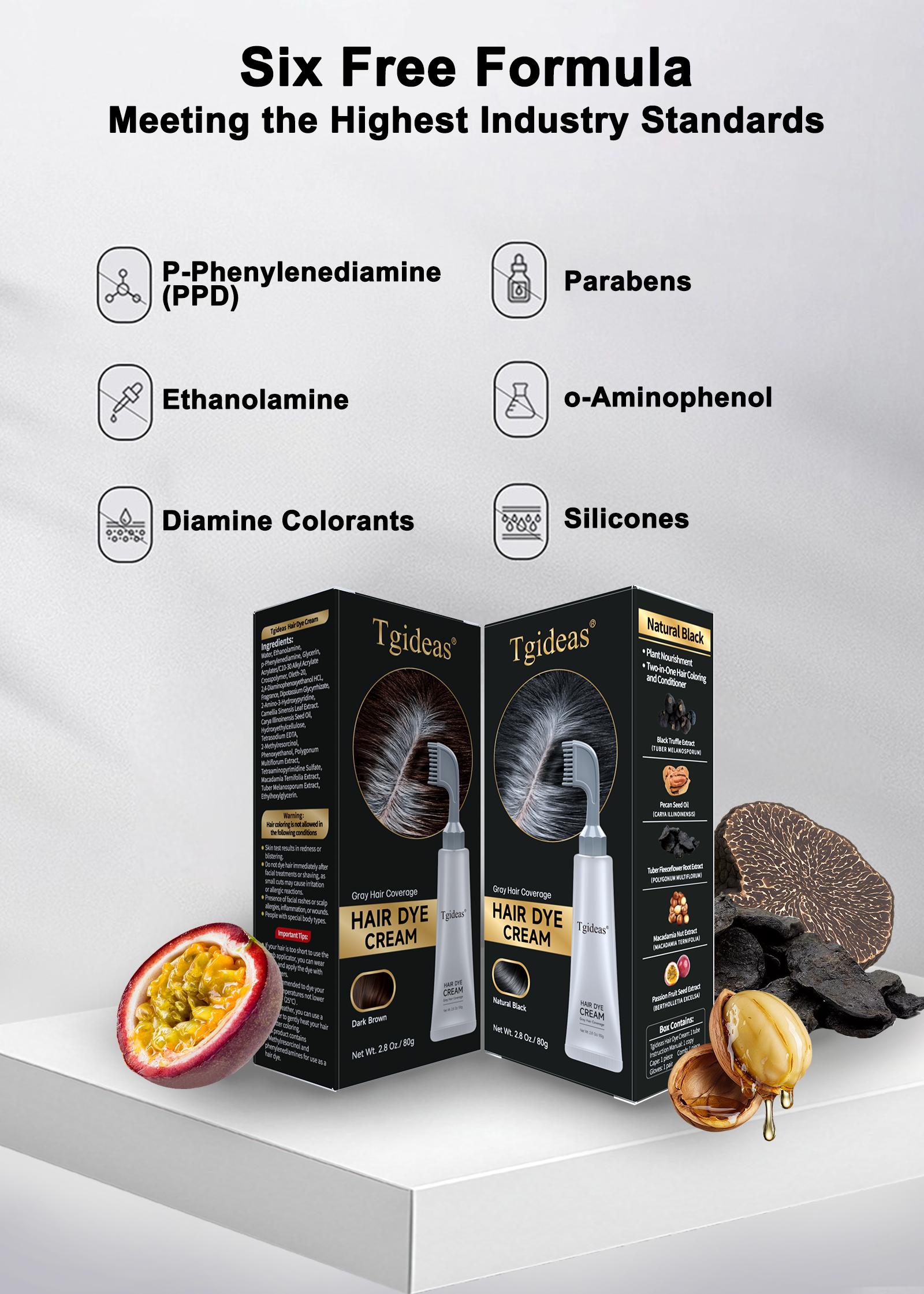 Tgideas Hair Dye Comb / Hair Dye Cream — Portable Home Uset, triple treatment, contains hyaluronic acid, 100% coverage of gray hair, available in black and brown, 1 box (includes hair dyeing tools). #SummerWins #DealsForYouDays