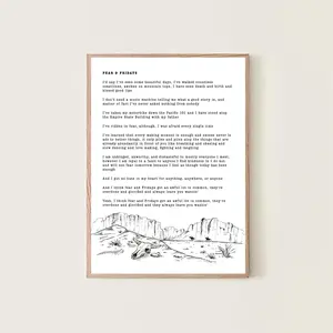 Fear And Fridays Poem Poster No Frame - Song Lyrics Art Print - American Heartbreak Tour - Country Music Writing Quote Floral Flowers