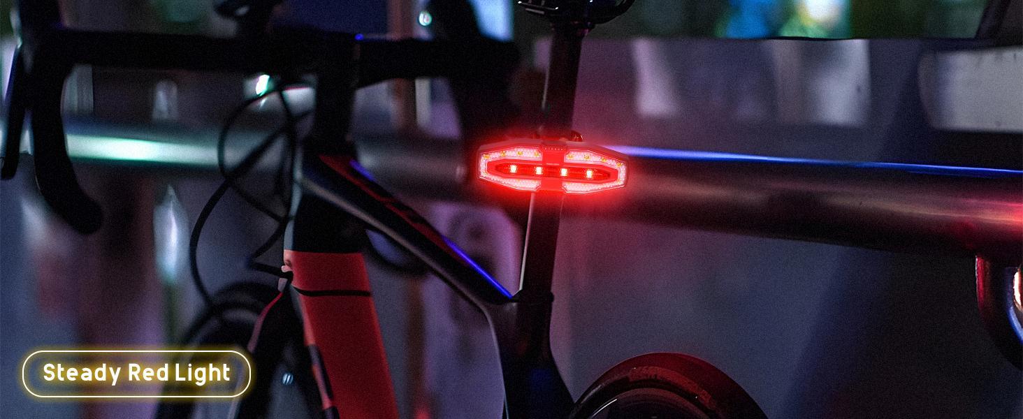 DIBMS Solar Bicycle Light, Bike Tail Light with 5 Lighting Modes, USB Rechargeable Bicycle Brake Taillights For Road, Mountain, Night Riding