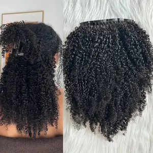 Afro Kinky Curly Clip ins Hair Extensions Human Hair Seamless PU Clip in Hair 7pcs /set 120g Full Head for Black Women