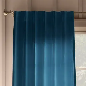 34"x95" Light Filtering Pebble Satin Curtain Panel with Pinch Pleat Constellation Blue - Threshold