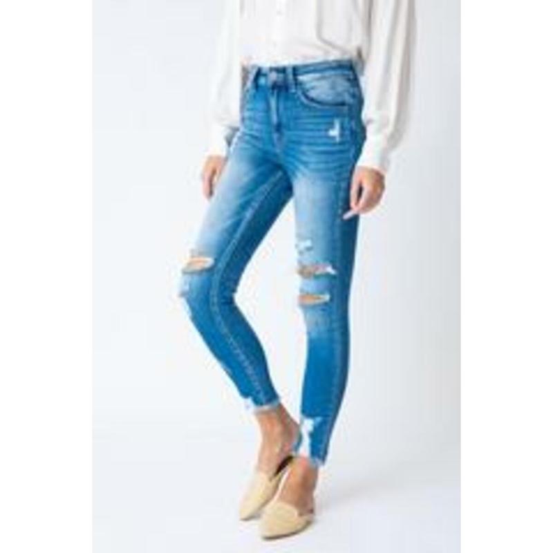 Kancan Tatum High Rise Distressed Ankle Skinny Jeans