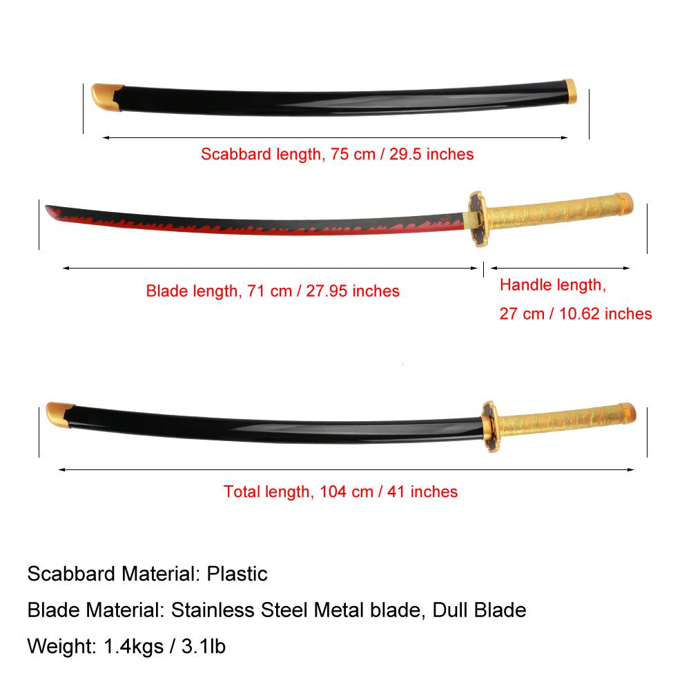 ELERVINO Real Demon Slayer Cosplay Sword Tsugikuni Yoriichi 41 inches Not Sharp Samurai Katana with Wooden Holder Stand Display Anime Fans for Halloween Role Playing Props Cosplay Collection Decoration Christmas Gift Birthday New Year
