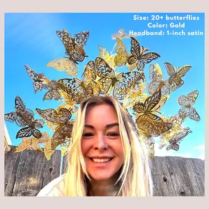 Gold Butterfly Headpiece - for Quinceanera Crown - Derby Fascinator - Halloween Costume - Renaissance Faire