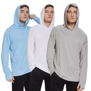 3 Pack Mens UPF 50+ Fishing Shirts, Long Sleeve UV Sun Hoodie, Hiking Running Swim Athletic Quick Dry Workout Shirt Outdoor Wear Gym Top