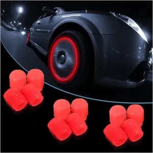 12PCS Fluorescent Car Tire Valve Stem Caps, Auto Corrosion Resistant Wheel Valve Cover, Luminous Illuminated Glow in The Dark, Car Decor Accessories Universal for SUV, Trucks, Car (Red(1))