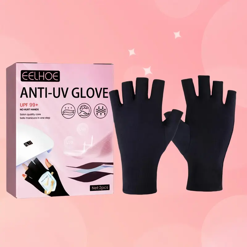 1 Box Anti-UV Gloves, Nail Art UV Protection UV Rays Lightweight Gloves, Manicure Essential, Manicure Tool for Women & Girls