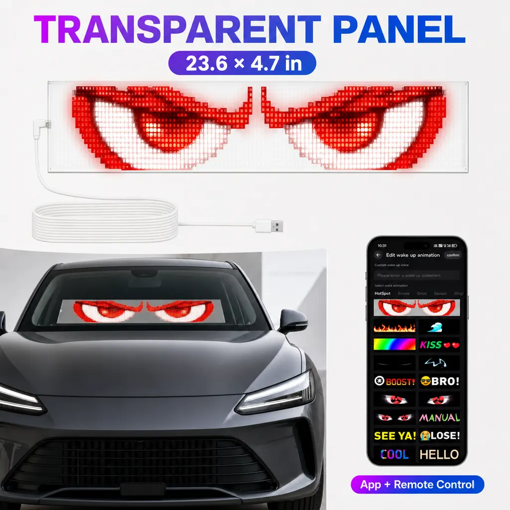 ECHOSARI Programmable LED Sign, Flexible Scrolling Display with Bluetooth App & AI Voice Control, USB Powered for Car Window, Store & Bar
