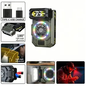 Mini Flashlight RGB Multi-Source Edc Headlamp, Rotatable Edc Spotlight, 100-600 Lumens, USB-C Rechargeable, Hat Clip, Magnetic Tail, Outdoor Gear