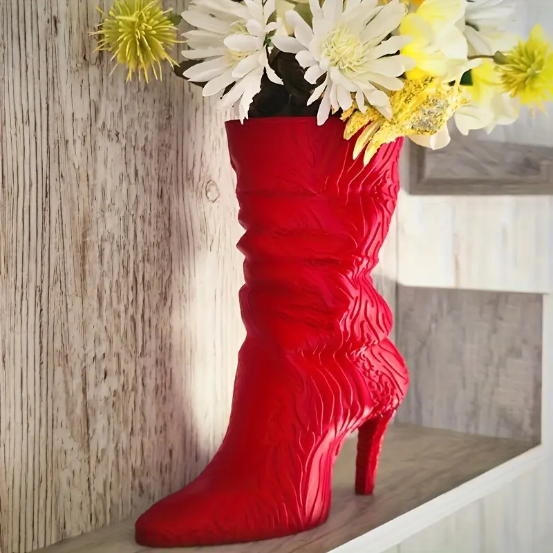 Multi-Color High-Heeled Shoe-Shaped Vase, Decorative flower vessel, Multi-Functional Home Decor, Decorative Vases For Home Decor, Suitable for Living Room, Desk, No Electricity Required, Easy to Clean, Gift for Women And Fashion Lovers, Stylish Design