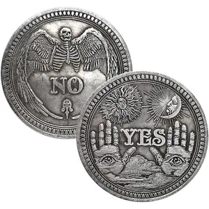 Yes or No Challenge Coin Decision Maker Lucky Coin Antique Silver