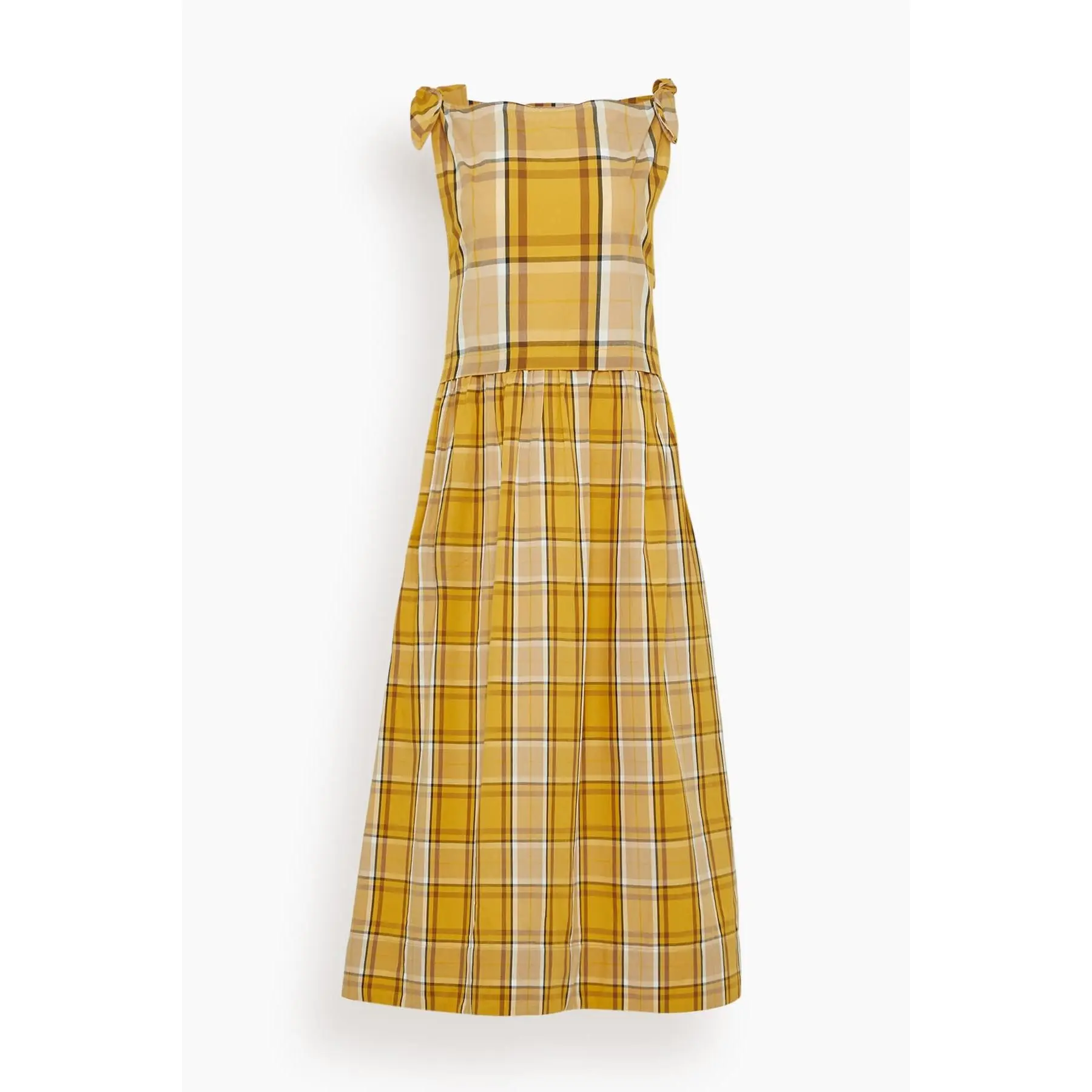 Copeland Plaid Midi Dress in Yellow