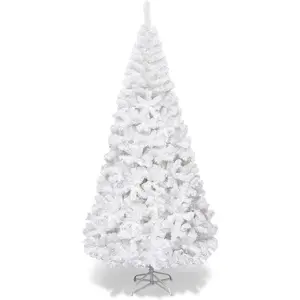 6ft Artificial Christmas Tree Xmas Pine Tree with Solid Metal Legs Perfect for Indoor and Outdoor Holiday Decoration, White