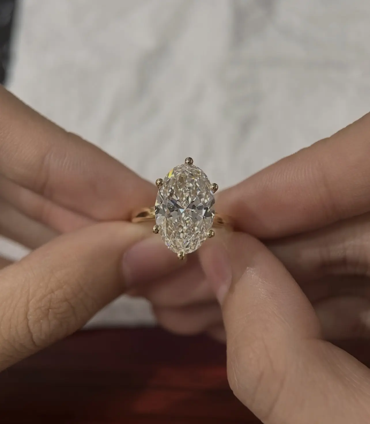 Custom For AM 6ct Oval E VS1 Lab Grown Diamond Ring Two Tone 14K Band Platinum Prongs US Size 6