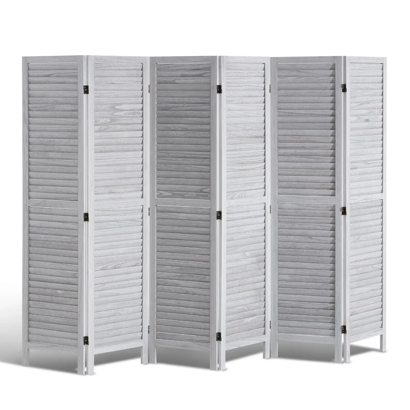 【DealsForYouDays】 VEVOR 6-Panel Minimalist Louvered Slats Foldable Paulownia Wood Room Divider, 66.9in Tall Indoor Privacy Screen with Reinforced Legs, Portable Home Improvement Decor for Living Room, Office