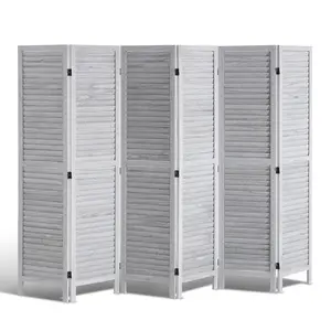 summervibes VEVOR Wood Room Divider, 6 Panel Wood Folding Privacy Screen, 66.9 InchesTall Indoor Louvered Wooden Partition, Portable Decoration Screen, for Room Separation, Home, Office, Restaurant Bedroom