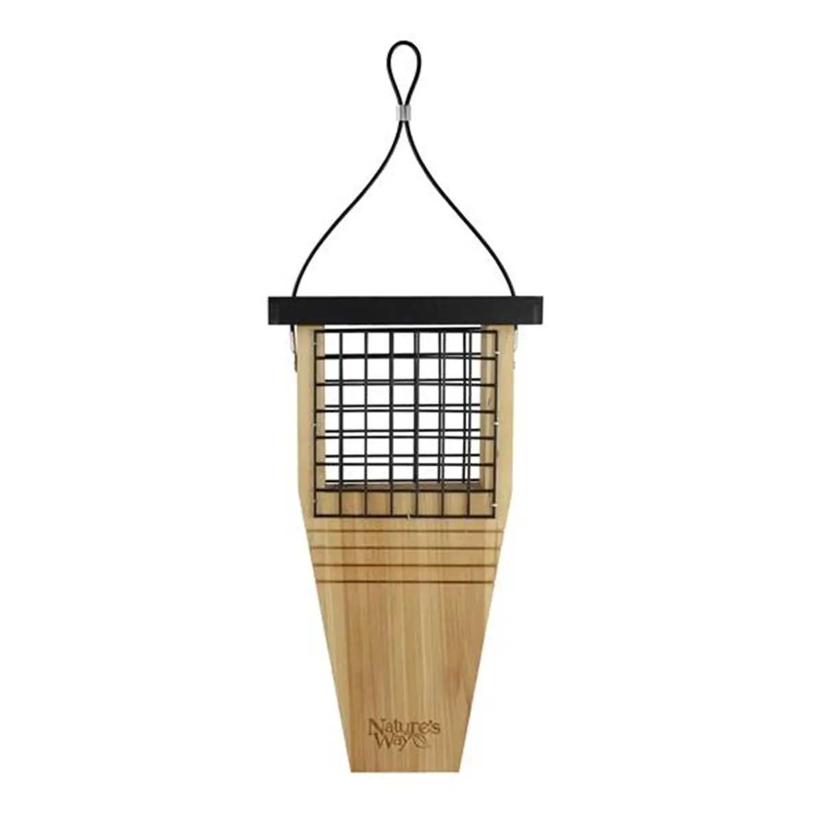 NatureS Way Bird Products CWF1 Cedar Tail-Prop Suet Feeder, 14"x8"x3" Stainless Steel Easy-Fill Wire Mesh Basket, Backyard Feeding Tool for Large Birds & Woodpeckers