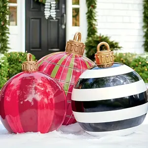[Giant Christmas Ball] 24 Inch Giant Inflatable Christmas Ball |   Vibrant Outdoor Holiday Decor Ornament, Easy to Set Up, Durable and Reusable for Lawn, Garden, and Patio