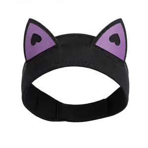 Black Heart Pink Cat Ears Diving Hood Snug Fit for Warmth and Style in Water Sports with Purple Heart Design headband fashionable wide hair accessory