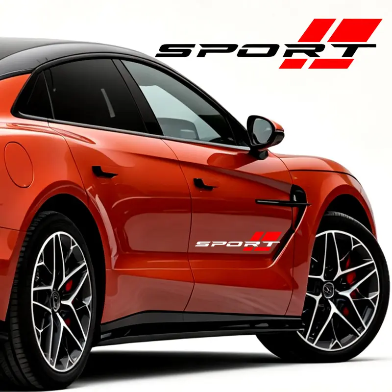 High Bright Reflective Sport Car Door Stickers 16x3.5 Inch Waterproof Heat Resistant Vinyl Decals Easy Install No Residue Removable Auto Exterior Accessories