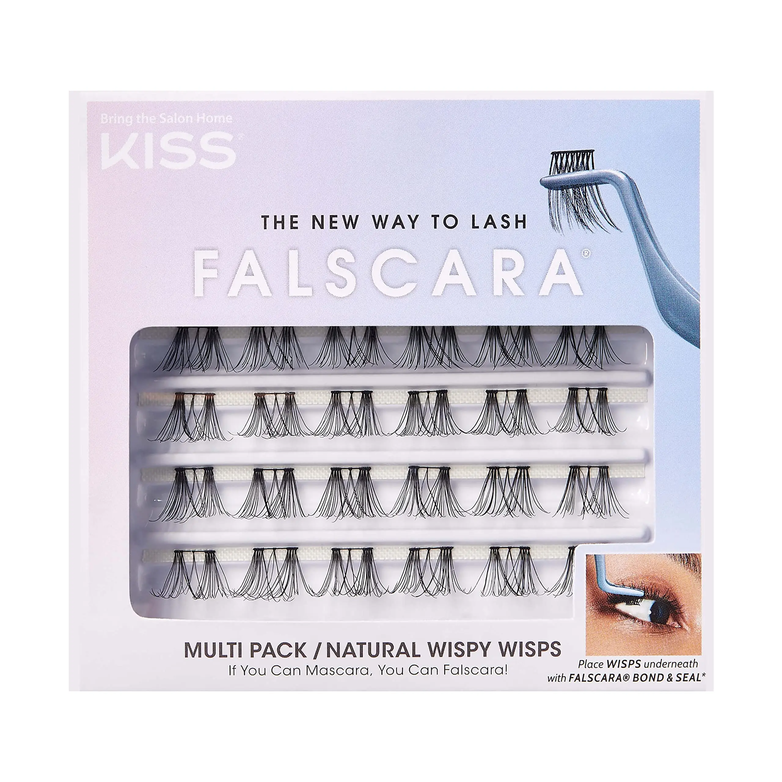 Falscara Multipack False Eyelashes, Lash Clusters, 'Natural Wispy Wisps', 10mm-12mm-14mm, Includes 24 Assorted Lengths Wisps, Contact Lens Friendly, Easy to Apply, Reusable Strip Lashes