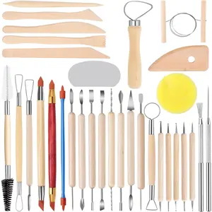 32 count Clay Tools with Wire Sculpting Tools Pottery Modeling Ceramics Polymer Tools Set for Air Dry Clay Carving Molding Pottery Crafting Beginners