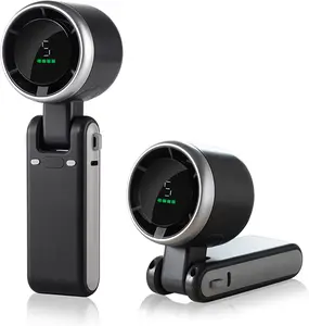 Turbo Mini Portable Fan, 3600mAh Rechargeable Battery Operated with LED Display, 180 Foldable 3 in 1 Personal Small Fan with 5 Speeds for Travel/Outdoor/Home (Black)