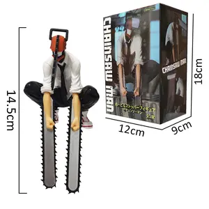 Anime Chainsaw Man Figure 2pcs Set Denji Action Figural 14-17cm Car Decoration Doll PVC Model Collection Toys Children Gifts