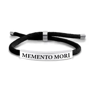 Memento Mori Braided Cotton Bracelet For Men And Women - Stoic Engraved Gift