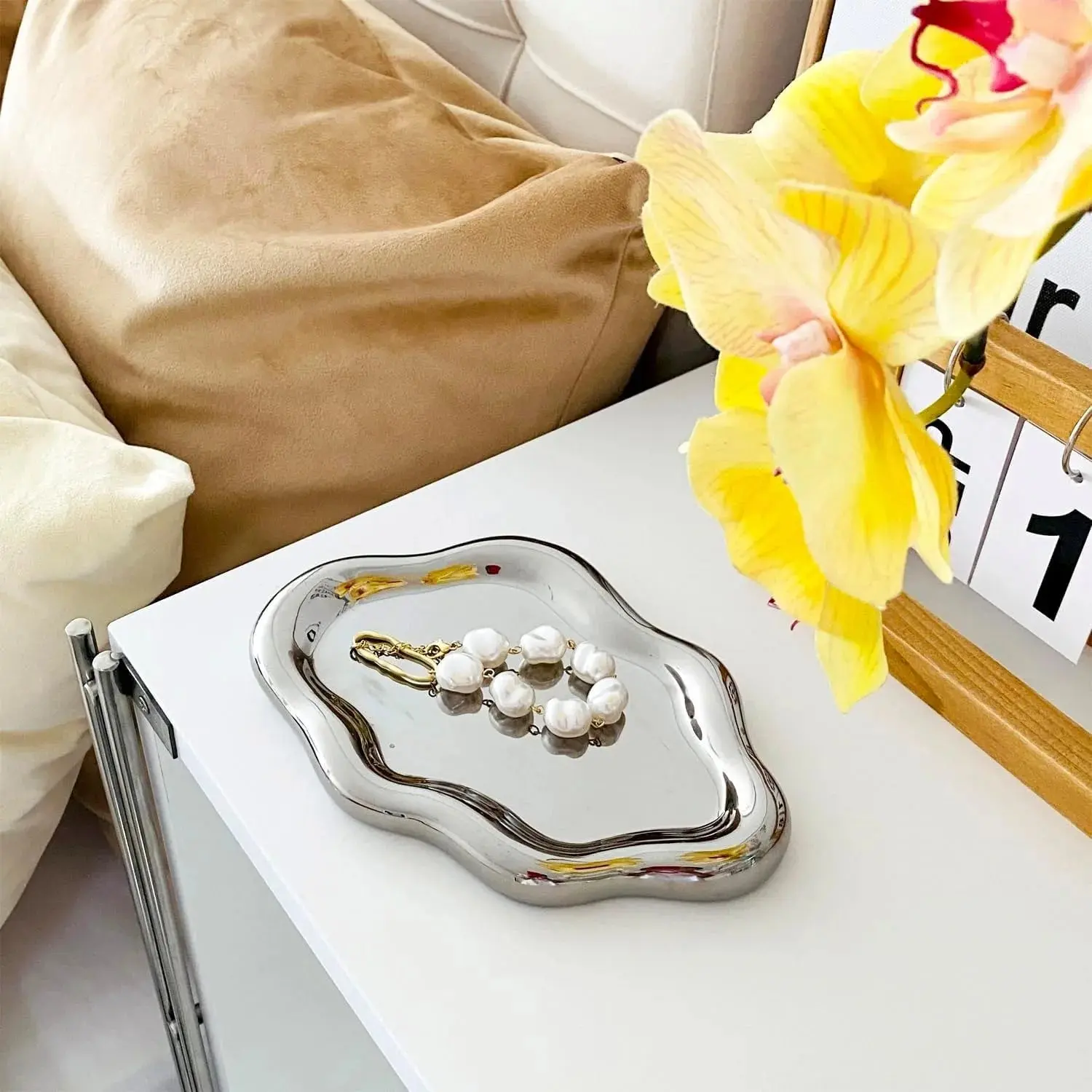 Jewelry Tray with Cloud Design Decorative Dish for Rings Keys