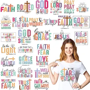 Dtf Transfers Ready to Press - 30 count Christian Iron on Patches for T-Shirts,  God  Iron on Stickers, Heat Transfer Vinyl  for Clothes Bag DIY Crafts Fabric Decor
