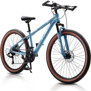 24/26 inch Kids Mountain Bike for Boys/Girls/Men/Women 21 Speeds Kids Bike, 2.125'' Tires MTB Bicycle with Suspension Fork, Dual Disc Brakes, Internal Wiring Frame, Auxiliary Handle