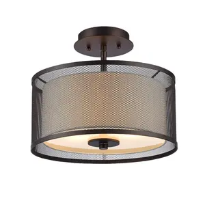 13 in. Lighting Audrey Transitional 2 Light Rubbed Bronze Semi-Flush Ceiling Fixture - Oil Rubbed Bronze