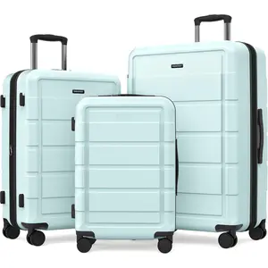 Upgrade Luggage Sets 3 count,   PC Durable Expandable Luggage Suitcase with Double Wheels TSA Lock Mint Green