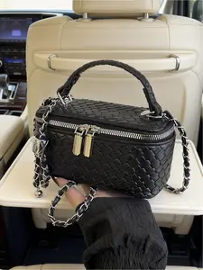 Advanced diamond patterned handbag with PU fabric chain design, fashionable and versatile shoulder bag, personalized and simple niche design, small square bag, temperament and versatile crossbody bag