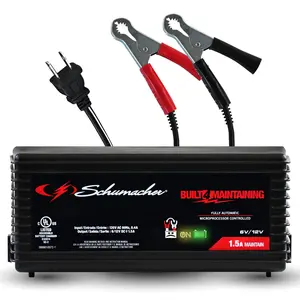 Schumacher SC1355 1.5A Smart Car Battery Charger & Maintainer, 6V/12V Automotive, Marine & Powersport Battery Tender