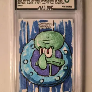 Topps SpongeBob 25th Anniversary Signed Squidward Sketch Card.