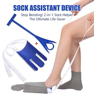 2-in-1 Sock Aid Kit for Putting On and Taking Off - Sock Helper & Long Handle Sock Remover Tool No Bending Stocking Assist for Seniors Elderly Pregnancy Surgery